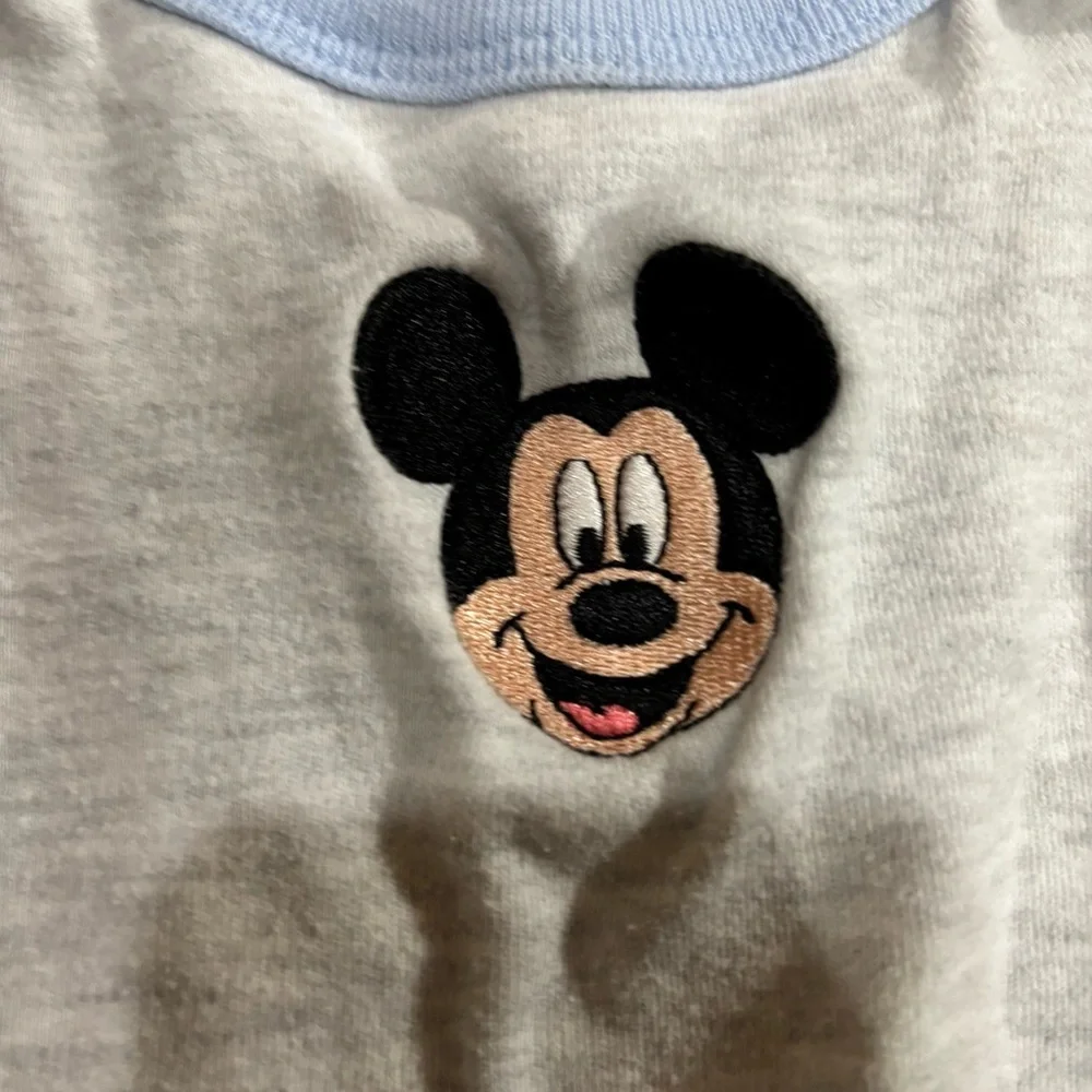 Vintage Disney Mickey Mouse embroidered 0 to 3 month gray and blue